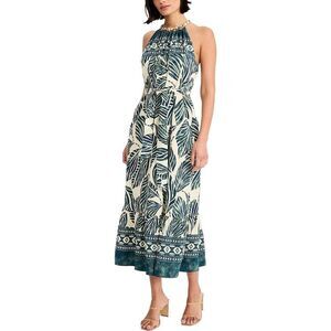 Maggy London Womens Printed Halter Neck With Chain Detail